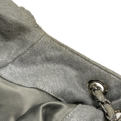 Chanel Tote Bag Melrose Cabas Silver Gray Chain Shoulder/silver Hardware Cotton