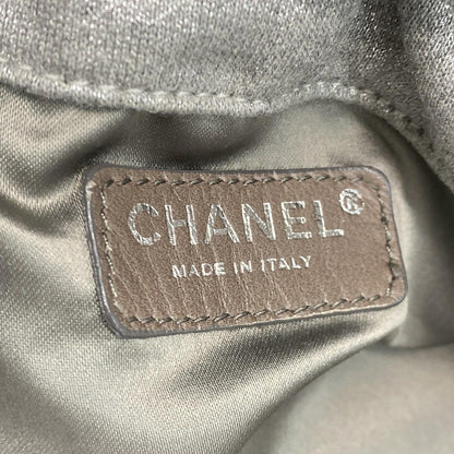 Chanel Tote Bag Melrose Cabas Silver Gray Chain Shoulder/silver Hardware Cotton