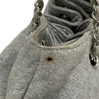 Chanel Tote Bag Melrose Cabas Silver Gray Chain Shoulder/silver Hardware Cotton
