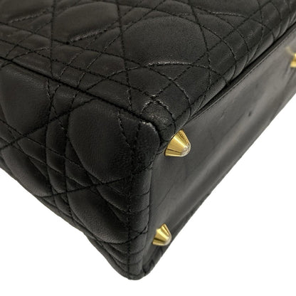 Dior/Christian Dior Handbag Lady Dior Large Bag Black Gold Hardware Lambskin