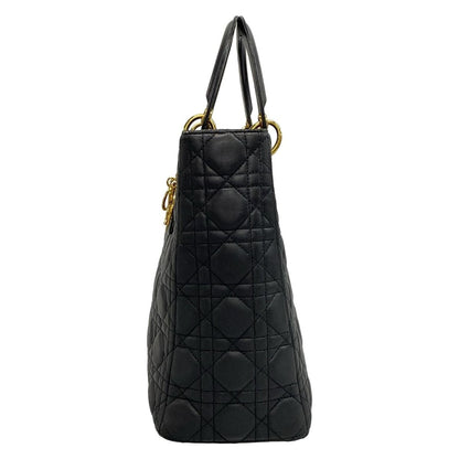 Dior/Christian Dior Handbag Lady Dior Large Bag Black Gold Hardware Lambskin