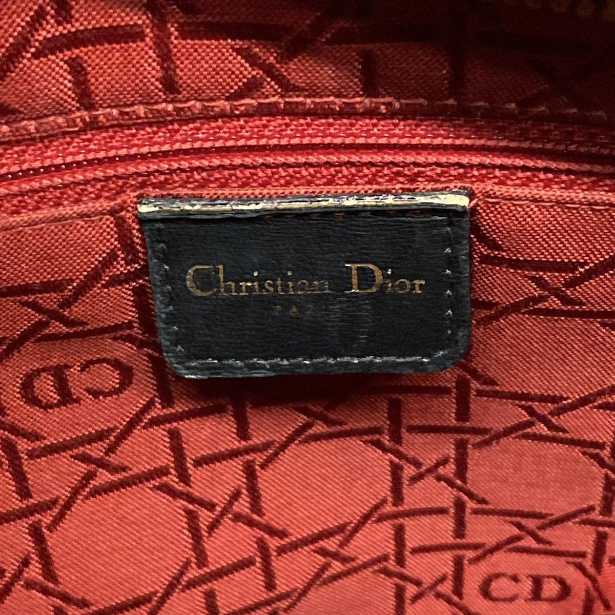 Dior/Christian Dior Handbag Lady Dior Large Bag Black Gold Hardware Lambskin