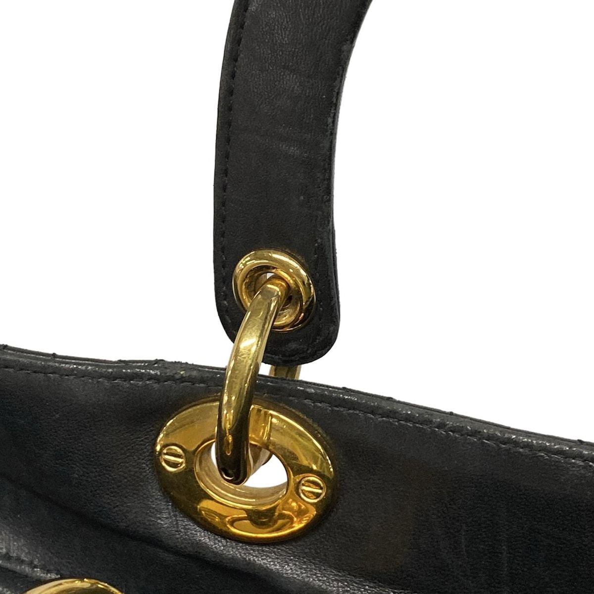 Dior/Christian Dior Handbag Lady Dior Large Bag Black Gold Hardware Lambskin