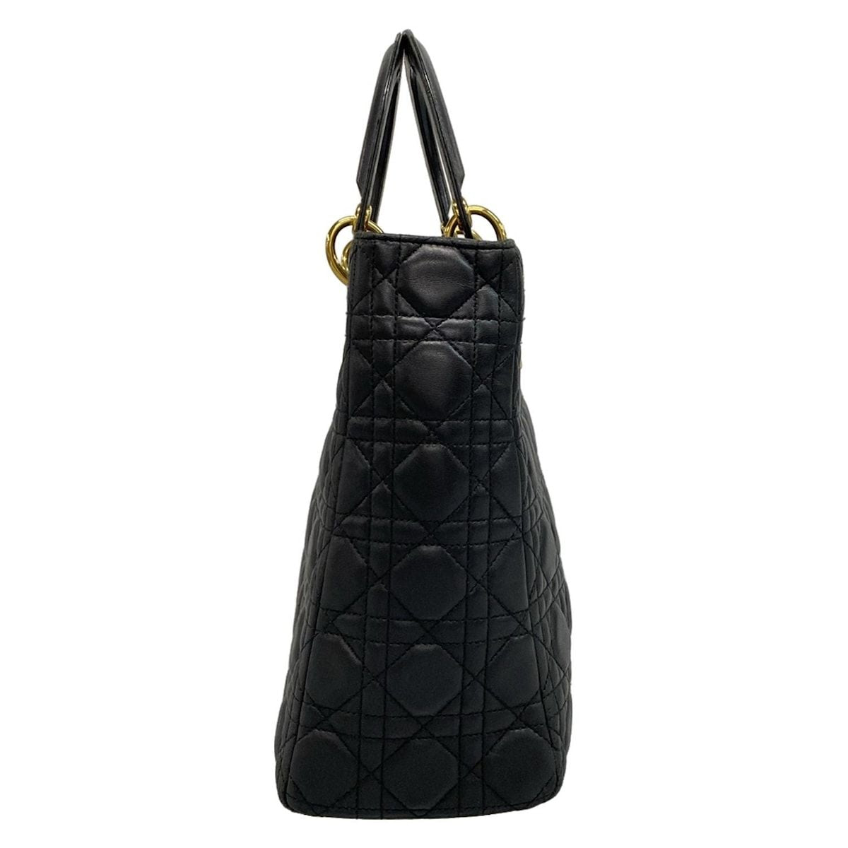 Dior/Christian Dior Handbag Lady Dior Large Bag Black Gold Hardware Lambskin