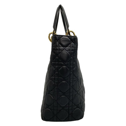 Dior/Christian Dior Handbag Lady Dior Large Bag Black Gold Hardware Lambskin