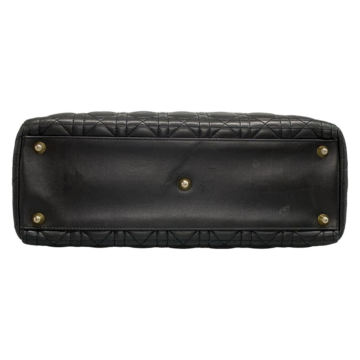 Dior/Christian Dior Handbag Lady Dior Large Bag Black Gold Hardware Lambskin