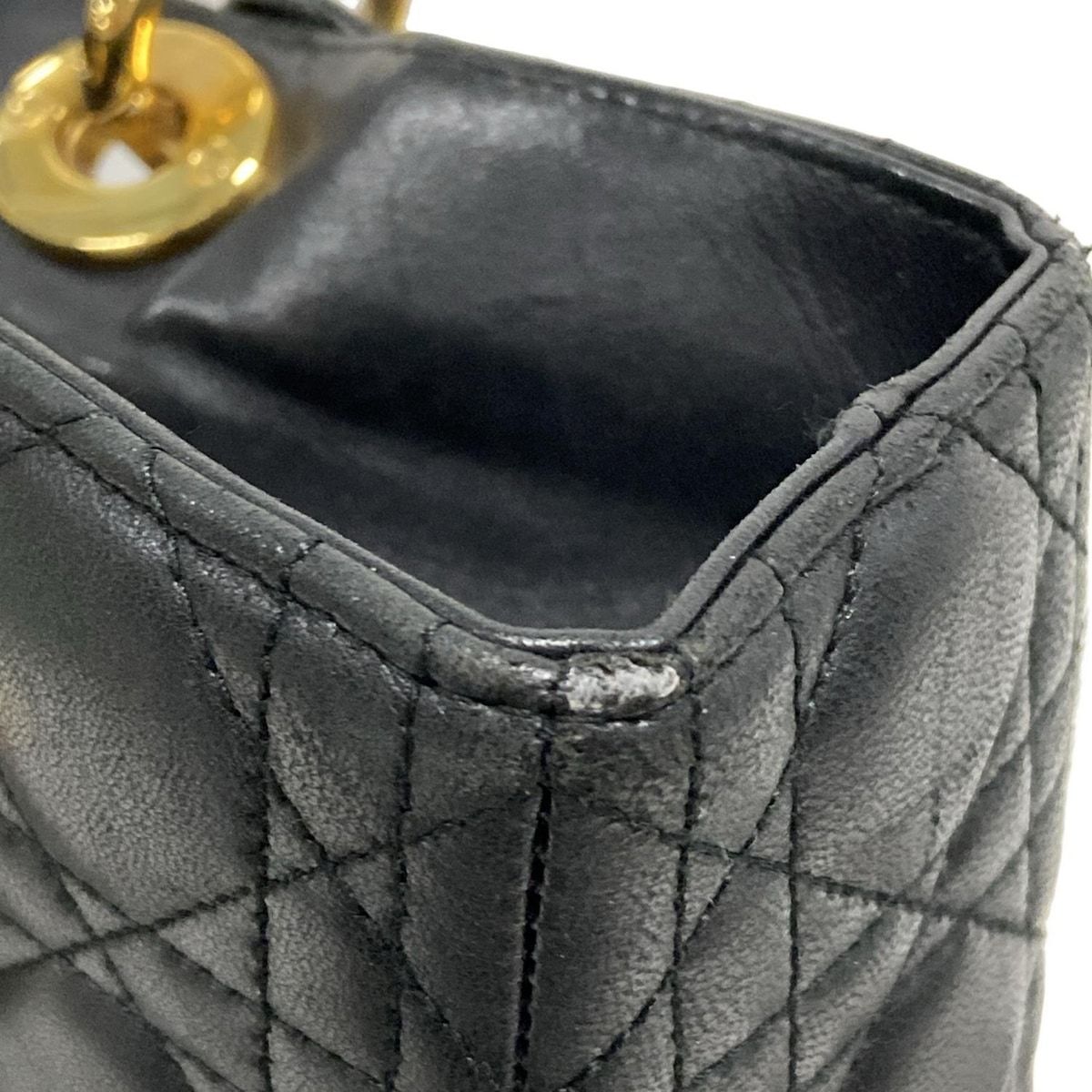 Dior/Christian Dior Handbag Lady Dior Large Bag Black Gold Hardware Lambskin