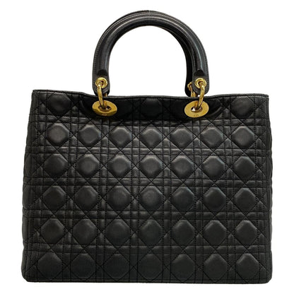 Dior/Christian Dior Handbag Lady Dior Large Bag Black Gold Hardware Lambskin