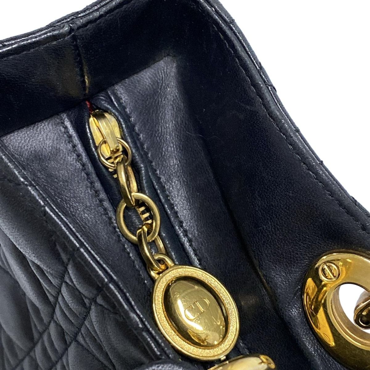 Dior/Christian Dior Handbag Lady Dior Large Bag Black Gold Hardware Lambskin