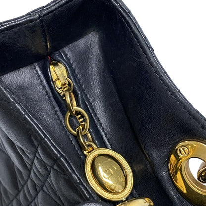 Dior/Christian Dior Handbag Lady Dior Large Bag Black Gold Hardware Lambskin