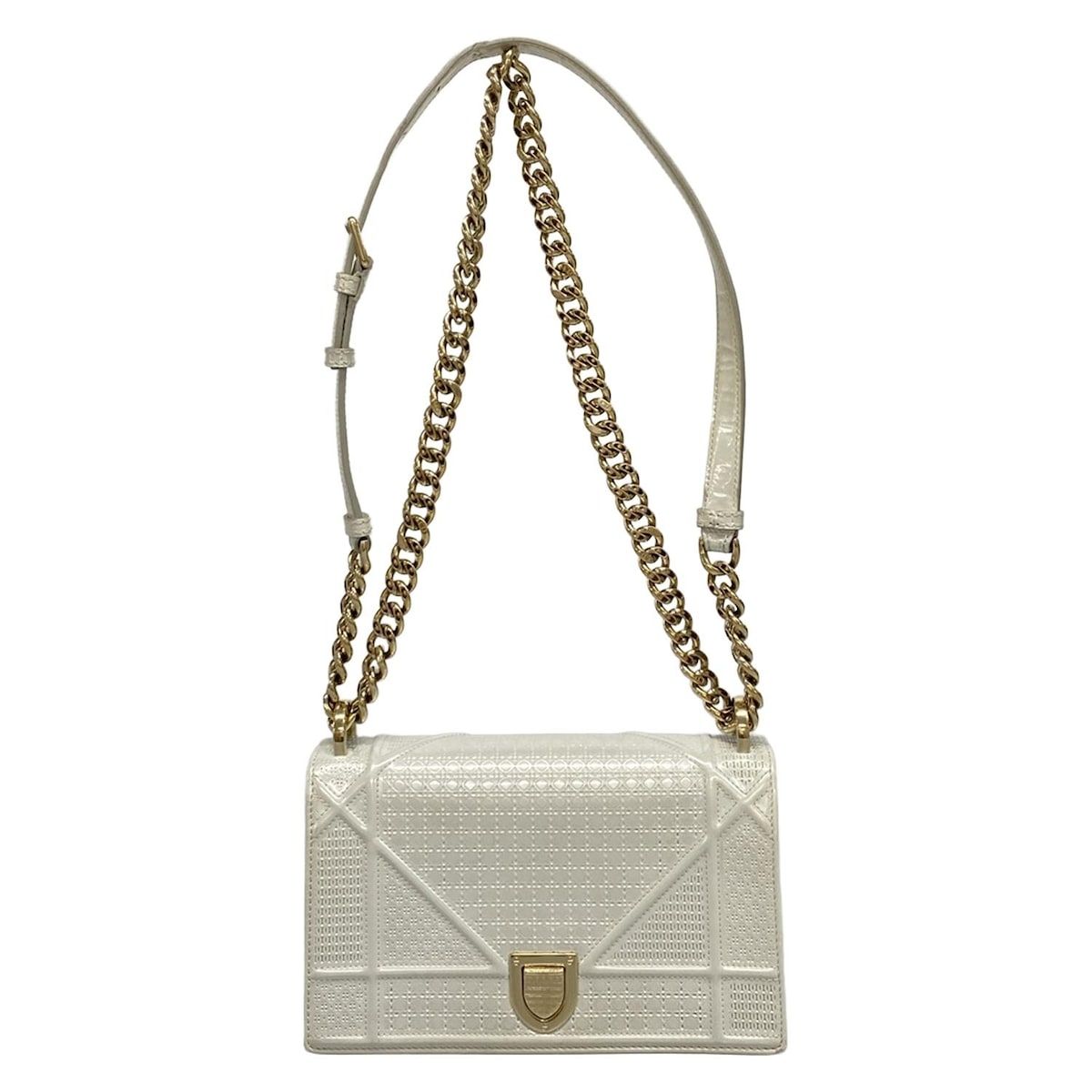 Dior/Christian Dior Shoulder Bag Dior Ama Light Gray Chain Shoulder Leather