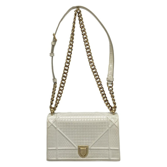 Dior/Christian Dior Shoulder Bag Dior Ama Light Gray Chain Shoulder Leather