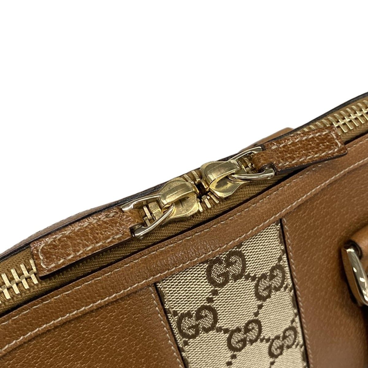 Gucci Handbag GG Pattern 131024 Brown X Beige Leather