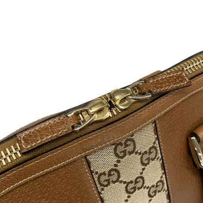 Gucci Handbag GG Pattern 131024 Brown X Beige Leather