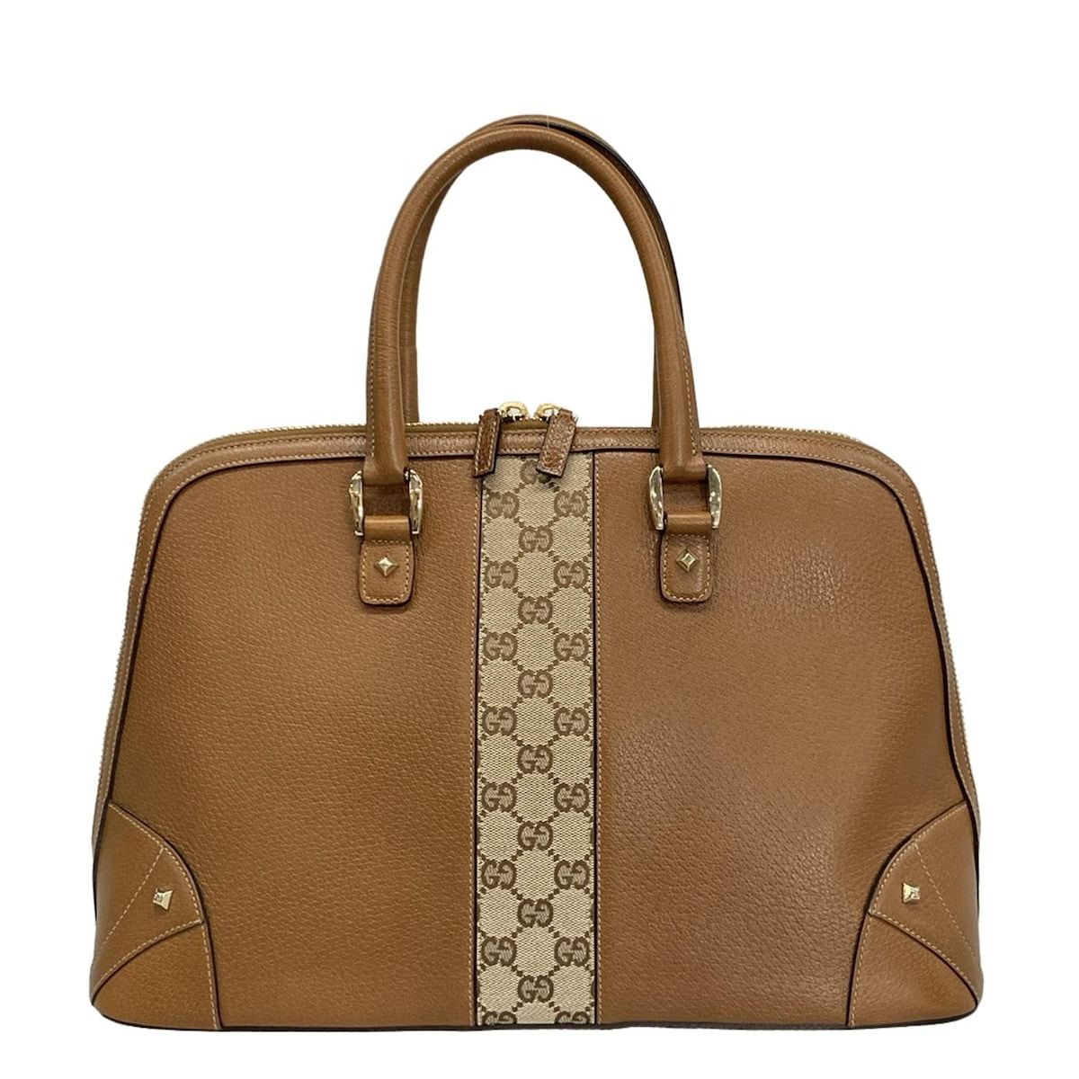 Gucci Handbag GG Pattern 131024 Brown X Beige Leather