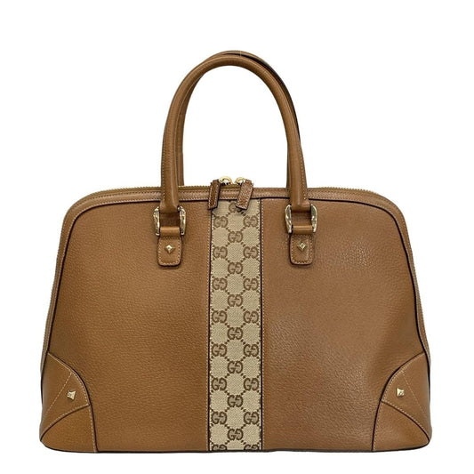 Gucci Handbag GG Pattern 131024 Brown X Beige Leather