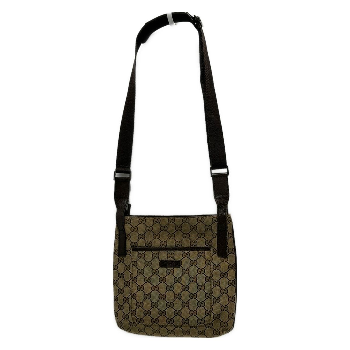 Gucci Shoulder Bag GG Pattern 122793 Beige X Dark Brown Leather