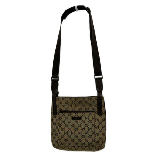 Gucci Shoulder Bag GG Pattern 122793 Beige X Dark Brown Leather