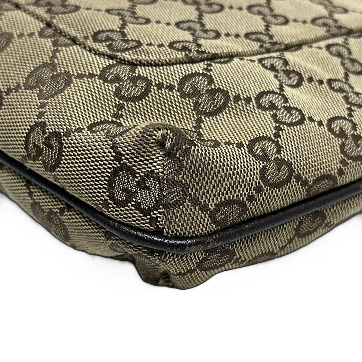 Gucci Shoulder Bag GG Pattern 122793 Beige X Dark Brown Leather