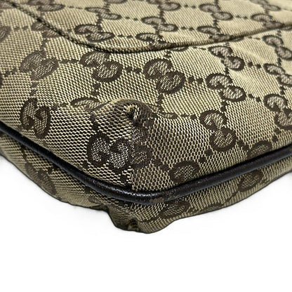 Gucci Shoulder Bag GG Pattern 122793 Beige X Dark Brown Leather