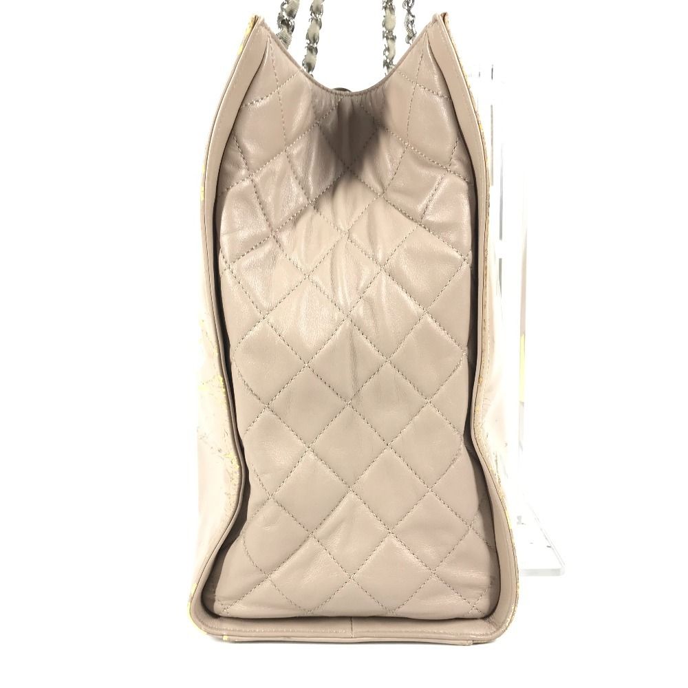Chanel Shoulder Bag Cc Here Mark Logo Enamel Beige
