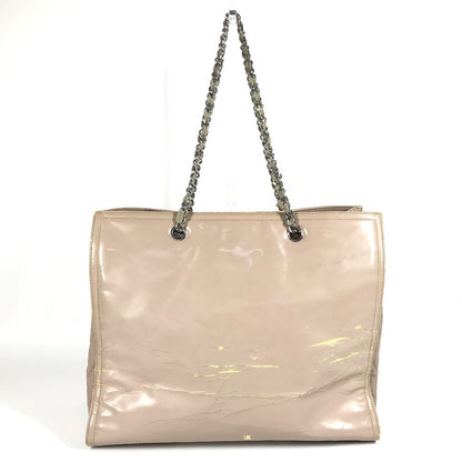 Chanel Shoulder Bag Cc Here Mark Logo Enamel Beige