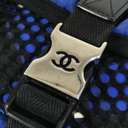 Chanel Shoulder Bag Cc Coco Mark Logo Leather / Nylon Blue
