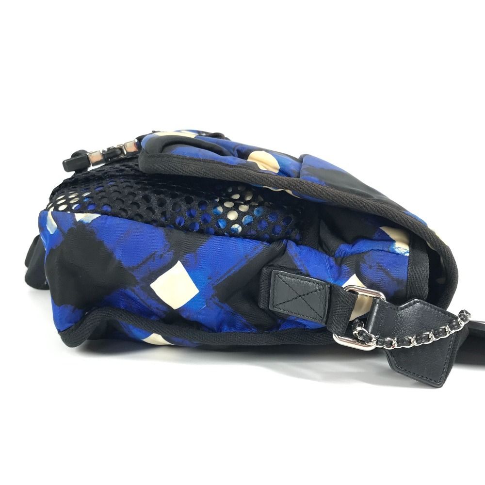 Chanel Shoulder Bag Cc Coco Mark Logo Leather / Nylon Blue
