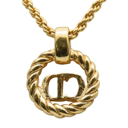 Christian Dior Necklace CD Logo Metal Gold Plated GP Accessories Ladies