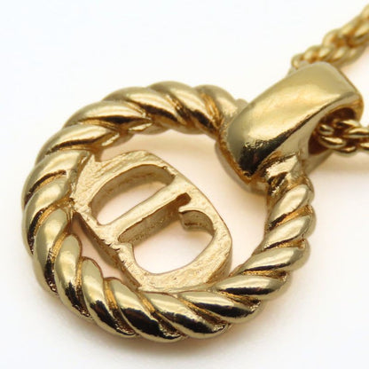Christian Dior Necklace CD Logo Metal Gold Plated GP Accessories Ladies