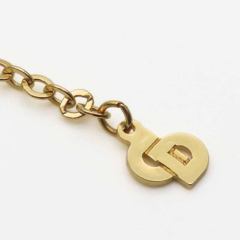 Christian Dior Necklace CD Logo Metal Gold GP Plated Accessories Ladies Women