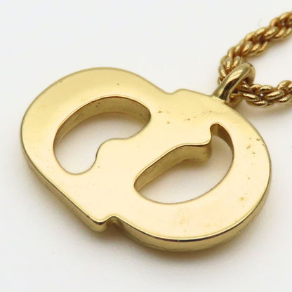 Christian Dior Necklace CD Logo Metal Gold GP Plated Accessories Ladies Women
