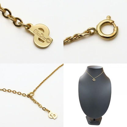 Christian Dior Necklace CD Logo Metal Gold GP Plated Accessories Ladies Women