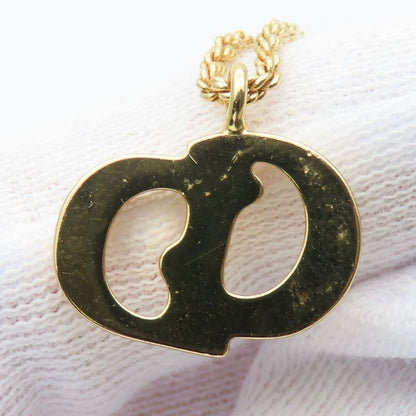 Christian Dior Necklace CD Logo Metal Gold GP Plated Accessories Ladies Women