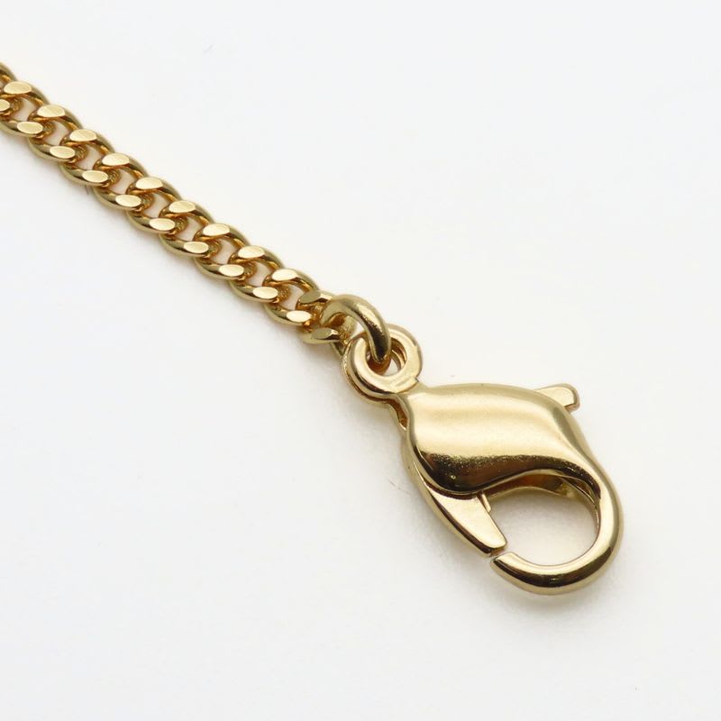 Christian Dior Necklace CD Logo Metal Rhinestone Gold Plated GP Accessories