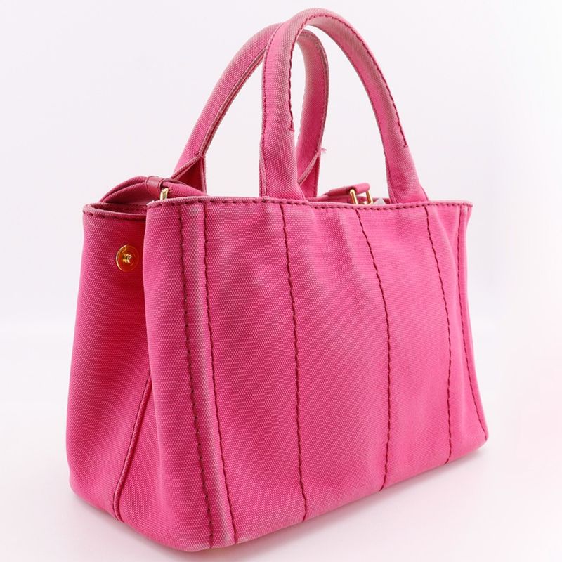Prada Kanapa 2way Shoulder Tote Bag Canvas Pink Women's Handbag