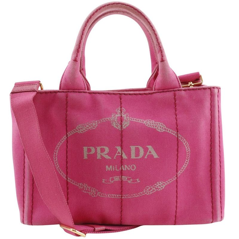 Prada Kanapa 2way Shoulder Tote Bag Canvas Pink Women's Handbag