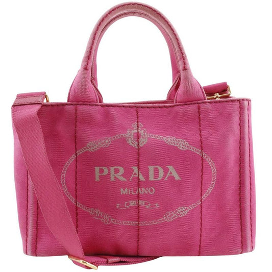 Prada Kanapa 2way Shoulder Tote Bag Canvas Pink Women's Handbag
