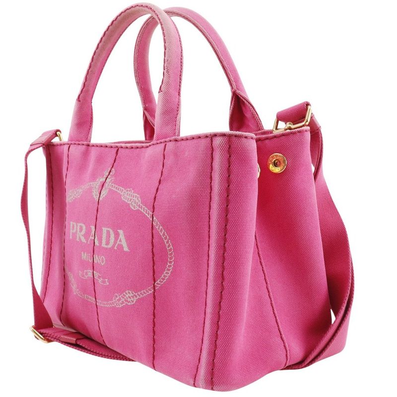 Prada Kanapa 2way Shoulder Tote Bag Canvas Pink Women's Handbag