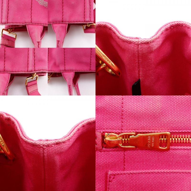 Prada Kanapa 2way Shoulder Tote Bag Canvas Pink Women's Handbag