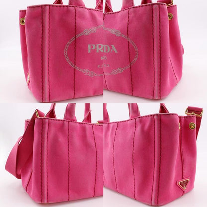 Prada Kanapa 2way Shoulder Tote Bag Canvas Pink Women's Handbag