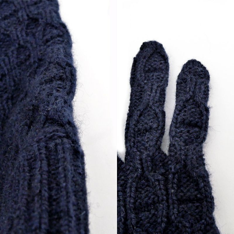 Hermes Gloves Tri Maillon Gloves Navy - M Size Cashmere Men's
