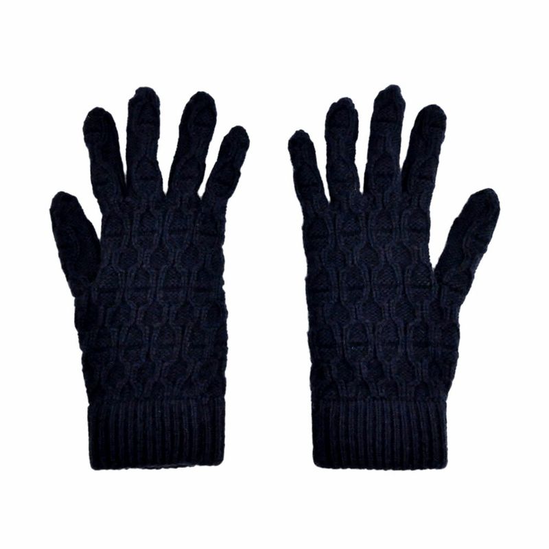 Hermes Gloves Tri Maillon Gloves Navy - M Size Cashmere Men's