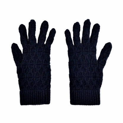 Hermes Gloves Tri Maillon Gloves Navy - M Size Cashmere Men's