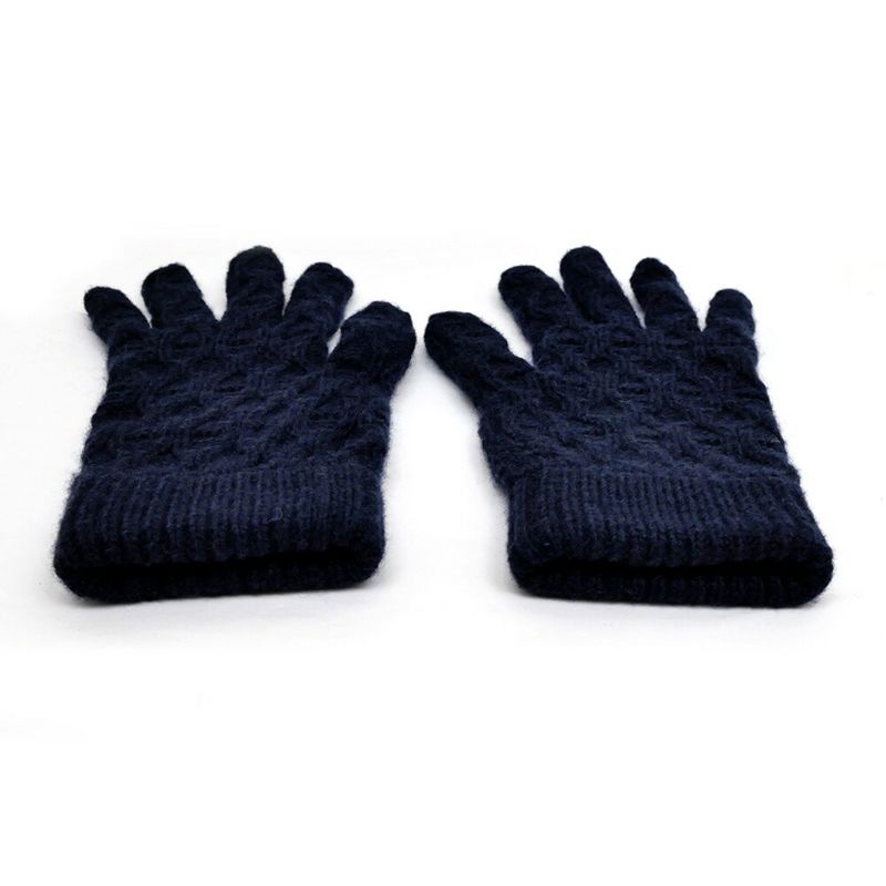 Hermes Gloves Tri Maillon Gloves Navy - M Size Cashmere Men's