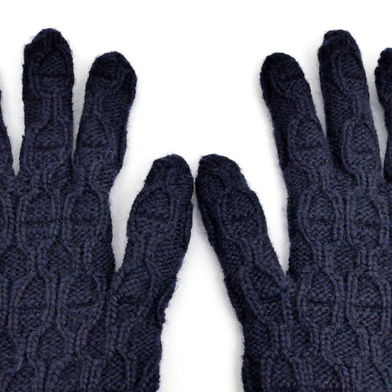 Hermes Gloves Tri Maillon Gloves Navy - M Size Cashmere Men's