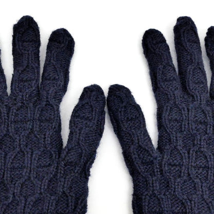 Hermes Gloves Tri Maillon Gloves Navy - M Size Cashmere Men's