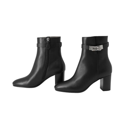 Hermes Boots Saint Germain Calf Leather 36 Shoes Black