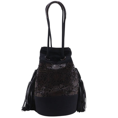 Bottega Veneta Draw String Punching Leather Fringe Satin X