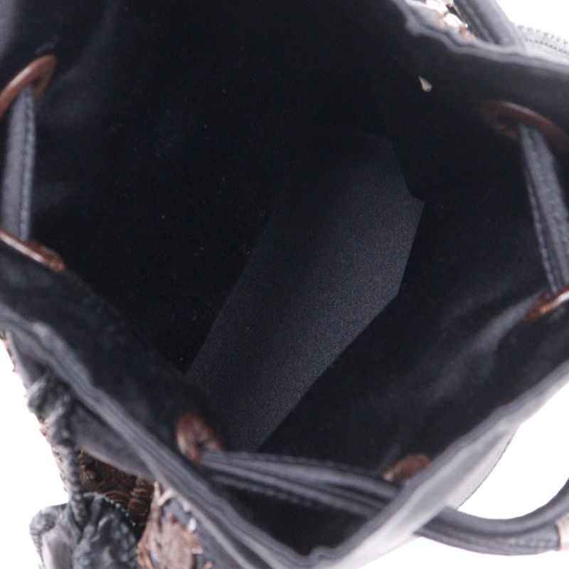 Bottega Veneta Draw String Punching Leather Fringe Satin X